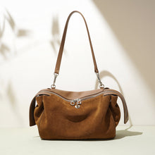 Load image into Gallery viewer, Women's Genuine Suede Leather Crossbody Pillow Bag | Double Strap Shoulder Bag