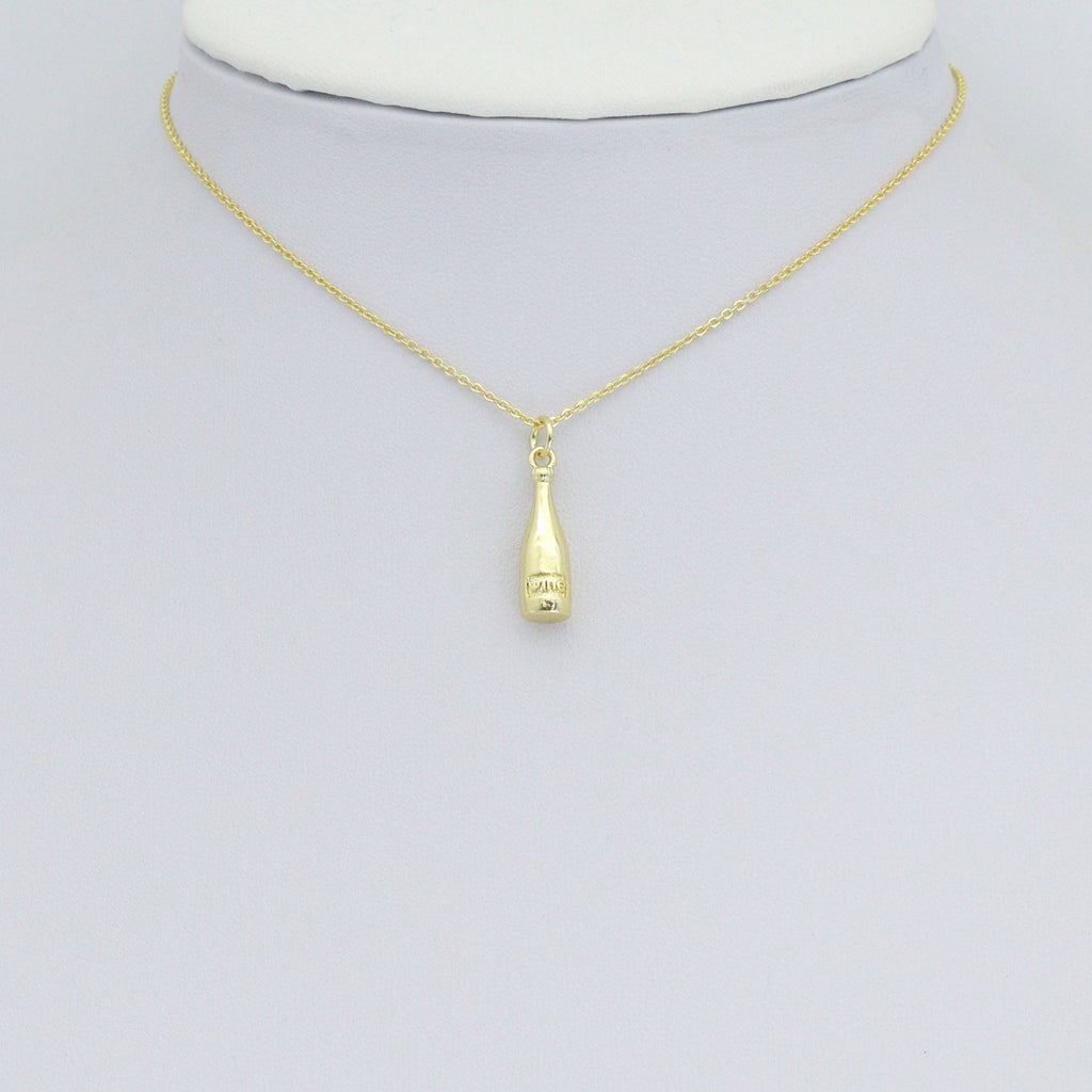 Gold Wine Bottle Charm Pendant, Sku#LK1178