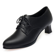 Load image into Gallery viewer, Women's Lace-Up Chunky Heel Shoes - Comfortable Non-Slip Round Toe Dress Heels