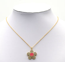 Load image into Gallery viewer, CZ Enamel Smiley Face Flower Charm, Sku#LD340