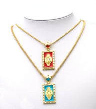 Load image into Gallery viewer, CZ Enamel Virgin Mary Pendant, Sku#JL77