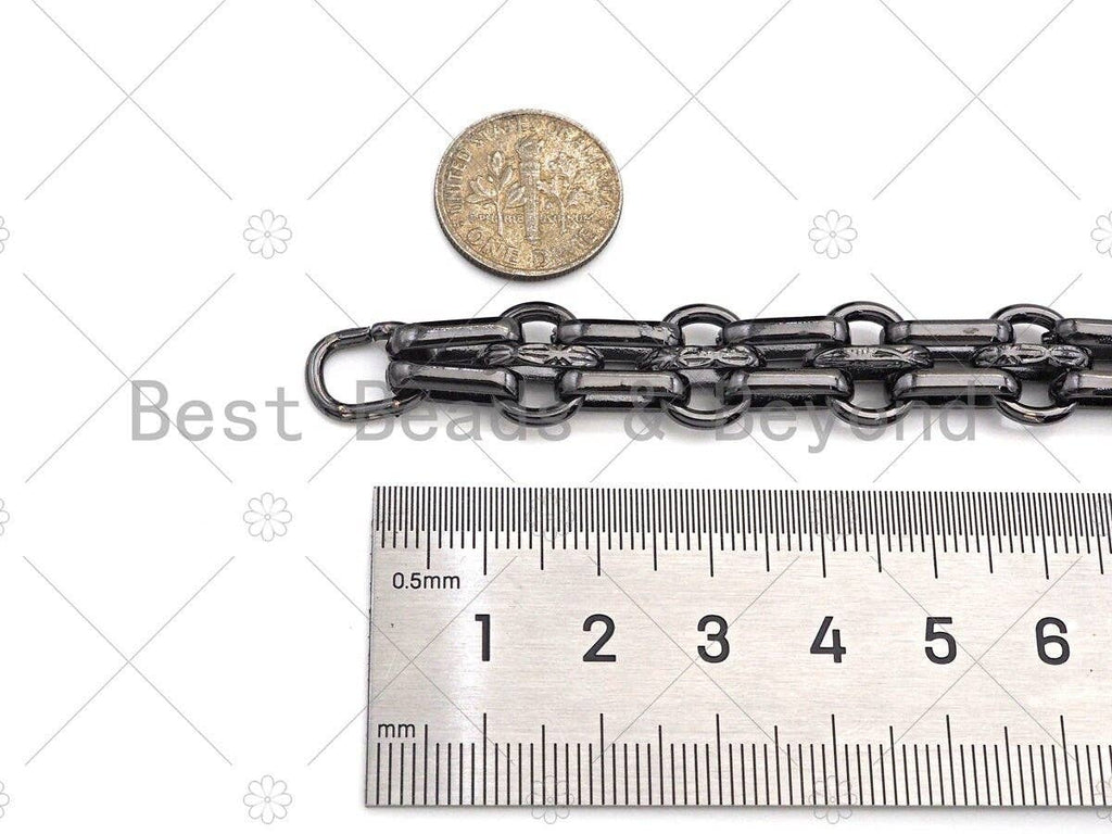 High Quality Hand Made Double Oval Link Chunky Chain, 18K Re