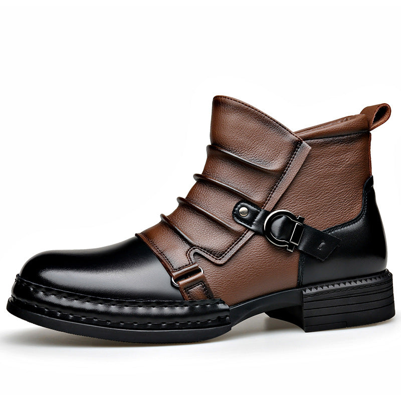 Men's British-Style Retro Zipper Boots | Fleece-Lined Thermal PU Leather