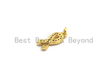 Load image into Gallery viewer, CZ Micro Pave Awareness Ribbon Charm ,Gold/Silver/Black/Rose Gold,Cubic Zirconia Jewelry Findings, Cancer Fighting Charm, 6x16mm,sku#F650