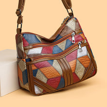 Load image into Gallery viewer, Women's Color-Block Patchwork Crossbody Bag | Multi-Layer PU Leather Shoulder Bag