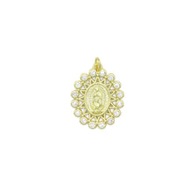 Load image into Gallery viewer, Clear CZ Gold Virgin Mary On Oval Shape Charm Pendant, Sku#LK1113