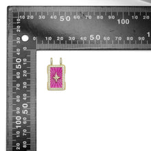 Load image into Gallery viewer, Clear CZ Fuchsia Orange North Star Evil Eye On Rectangle Charm Pendant, Sku#FH240