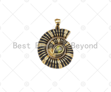 Load image into Gallery viewer, CZ Micro Pave Colorful Enamel Sea Snail Shape Charm, 18K Gold Enamel Pendant, Necklace Bracelet Charm Pendant,26x30mm,Sku#LK317
