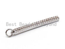 Load image into Gallery viewer, 1pc CZ Micro Pave Long Bar Pendant, Cubic Zirconia Strip Pendant, Micro pave pendant, 32x3mm, sku#F333