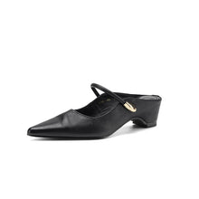 Load image into Gallery viewer, Women's Mary Jane Mule Sandals | Full Grain Cowhide Pointed Toe Block Heel Slides