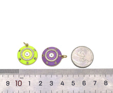 Load image into Gallery viewer, CZ Enamel Evil Eye Round Pendant, Sku#L655