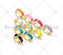 Load image into Gallery viewer, Hamsa Hand Evil Eye Enamel Adjustable Ring, Sku#X270