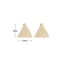 Load image into Gallery viewer, Baguette CZ Gold Silver Triangle Shape Stud Earrings, Sku#L738