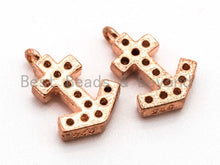 Load image into Gallery viewer, CZ Micro Pave Small Arrows Pendant/Charm, Cubic Zirconia Pendant Charm in Gold Rose Gold Black Silver Color, 7x10mm, sku#B76