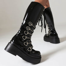 Load image into Gallery viewer, Women's Chunky-Soled Punk Over-the-Knee Boots with Cross-Tie Straps | Side Zipper | Sizes 34–44