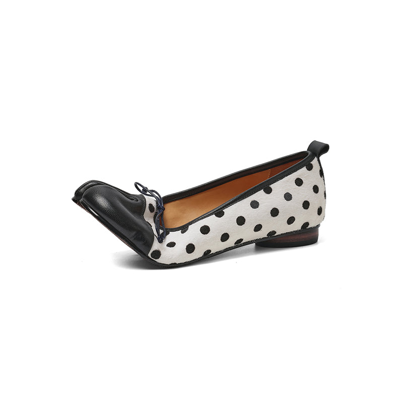 Women's Split-Toe Tabi Bow Ballet Flats | Full Grain Leather Slip-On Flat Shoes