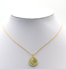 Load image into Gallery viewer, Pave Gold Cresent Moon Star Medallion Coin Charm, Sku#LX117