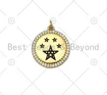 Load image into Gallery viewer, Colorful Enamel Five Point Star On Round Coin Pendant,18K Gold Filled CZ Micro Pave Medallion Charm,Enamel Star Jewelry,20x23mm,Sku#LK395