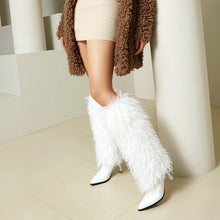 Load image into Gallery viewer, Women's Fuzzy High Heel Booties - Pointed Toe Stiletto Ankle Boots