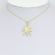 Load image into Gallery viewer, Clear CZ Gold Maple Leaf Charm Pendant, Sku#LK1169