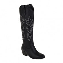 Load image into Gallery viewer, Women's Western Cowboy Embroidered High-Heel Boots – Chunky Heel Slip-On