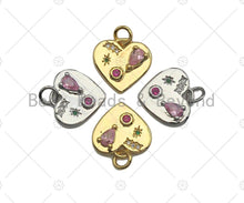 Load image into Gallery viewer, Colorful CZ Micro Pave Heart Pendant/Charm,Cubic Zirconia Paved Charm, Necklace Bracelet Charm Pendant,14x15mm, sku#L327
