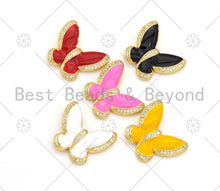 Load image into Gallery viewer, Colorful Enamel CZ Micro Pave Butterfly Pendant, 18K Gold Filled Enamel Butterfly Pendant, Pave Enamel Jewelry,25x24mm,Sku#LK369