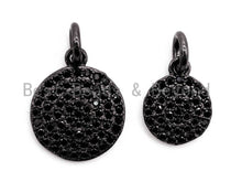 Load image into Gallery viewer, Black CZ Pave On Black Micro Pave Coin Charm, Round Disc Pave Charm, Pave Dangle Charms,11x13/8x10mm, Sku#F365