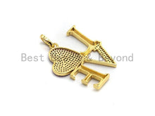 Load image into Gallery viewer, CZ Micro Pave Large Love Fuchsia Heart Pendant ,33x37mm, Cubic Zirconia Love Pave Pendant Beads, Pave Pendant, sku#F642