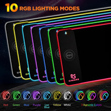 Load image into Gallery viewer, RGB Gaming Mouse Pad with 15W Qi Wireless Charging and Raised Charging Platform
