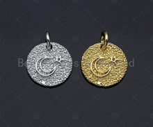 Load image into Gallery viewer, Cresent Moon Star Coin charm, sku#L297