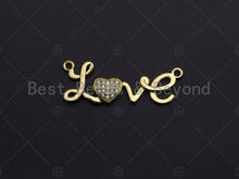 Load image into Gallery viewer, 18K Gold LOVE With CZ Micro Pave Heart Connector, Love Necklace pendant, Love heart bracelet Connector, 12x33mm, sku#LK14