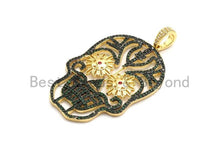 Load image into Gallery viewer, CZ Micro Pave Skull Pendant,Skull Pave Pendant,Turquoise/Fuchsia/Green/Cobalt/Black, Halloween Pave, 30x47mm, Sku#F669