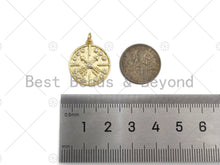 Load image into Gallery viewer, CZ Micro Pave Cross Arrows On Round Coin Pendant/Charm,Cubic Zirconia Charm, Necklace Bracelet Charm Pendant,18x20mm, Sku#L413