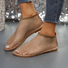 Load image into Gallery viewer, Women's Rhinestone Flat Sandals | Round Toe Mesh Summer Shoes