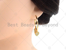 Load image into Gallery viewer, CZ Heart Hoop Earrings, Sku#LD83