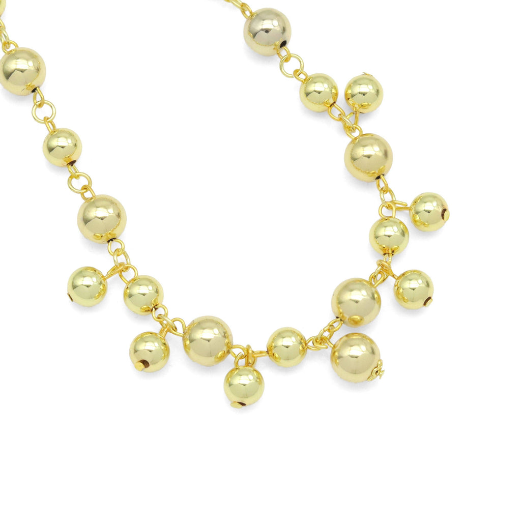 Gold Silver Dangle Ball Link Adjustable Necklace, Sku#A429