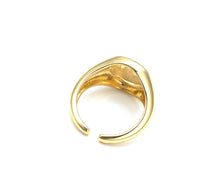 Load image into Gallery viewer, Star Eye Smiley Face Gold Filled Brass Signet Ring, sku#LD153C
