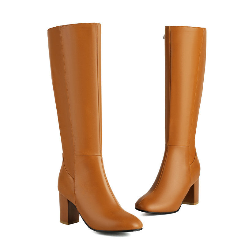 Women's Over-the-Knee High Heel Boots | Chunky Block Heel Thigh High Boots