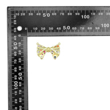 Load image into Gallery viewer, Colorful CZ Gold Bow knot connector Charm Pendant, Sku#LK1082