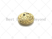 Load image into Gallery viewer, CZ Micro Pave Black CZ Square Pattern On Round Coin Shape Pendant, Dainty Gold Medallion Pendant,17mm, Sku#LK24