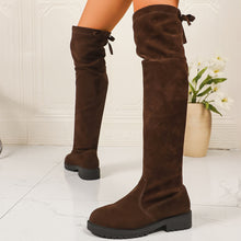 Load image into Gallery viewer, Women's Elastic Thick Sole Knee High Boots – Slip-On Square Heel Suede Over-the-Knee Boot