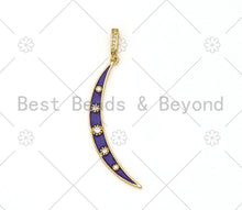 Load image into Gallery viewer, Enamel Colorful Cresent Moon Shape Pendant,CZ Micro Pave Moon Shape pendant,Enamel pendant,Enamel Jewelry,5x50mm,sku#F1413
