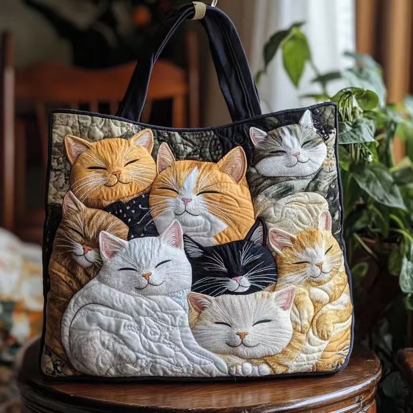 Quilted Digital Print Tote Bag - High Capacity Women's Shoulder Bag with Embroidery