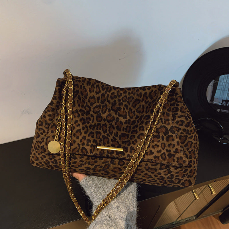 Leopard Print Shoulder Bag for Women | PU Leather Double Strap Handbag