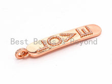 Load image into Gallery viewer, CZ Love Micro Pave Long Bar Love Pendant, Cubic Zirconia Strip Pendant, Micro pave Oval shape pendant, 50x9mm, sku#F354