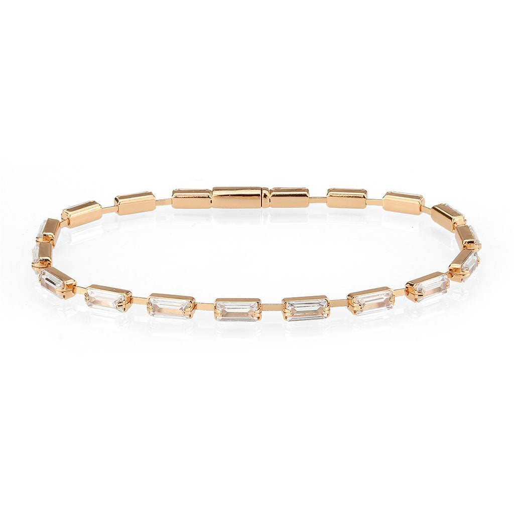 3W1714 - Rose Gold Brass Bracelet with AAA Grade CZ in Clear