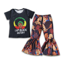 Load image into Gallery viewer, I am black history shirt bell bottom pants girls clothing set