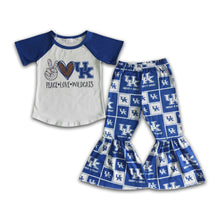 Load image into Gallery viewer, Peace love raglan shirt bell bottom pants girls team clothing