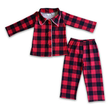 Load image into Gallery viewer, Buffalo plaid print boy Christmas pjs